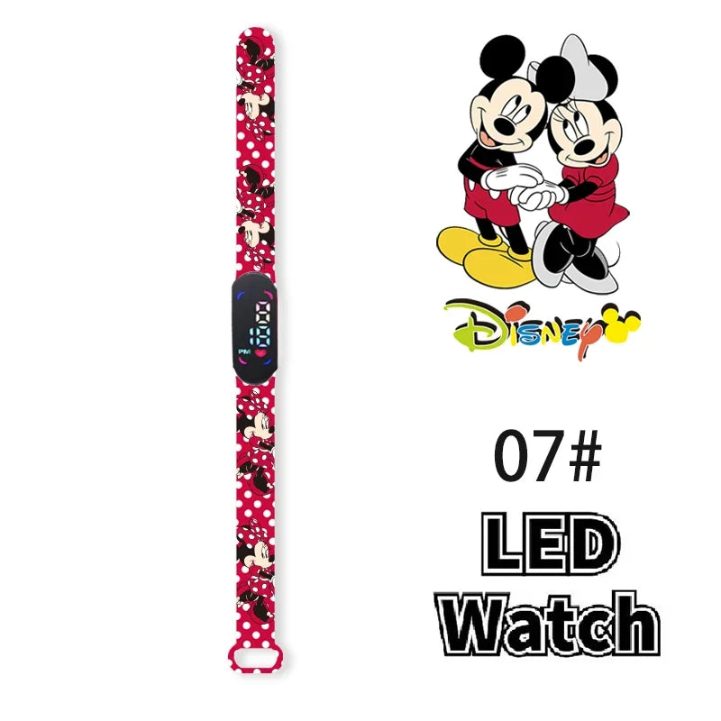 Nova disney mickey minnie led toque relógio donald duckbracelet relógio estudante crianças esportes dos desenhos animados relógio eletrônico presente brinquedo