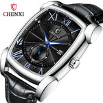 2024 CHENXI 8209 Relógios masculinos pulseira de couro casual luxo quartzo relógios de pulso quadrados à prova d'água