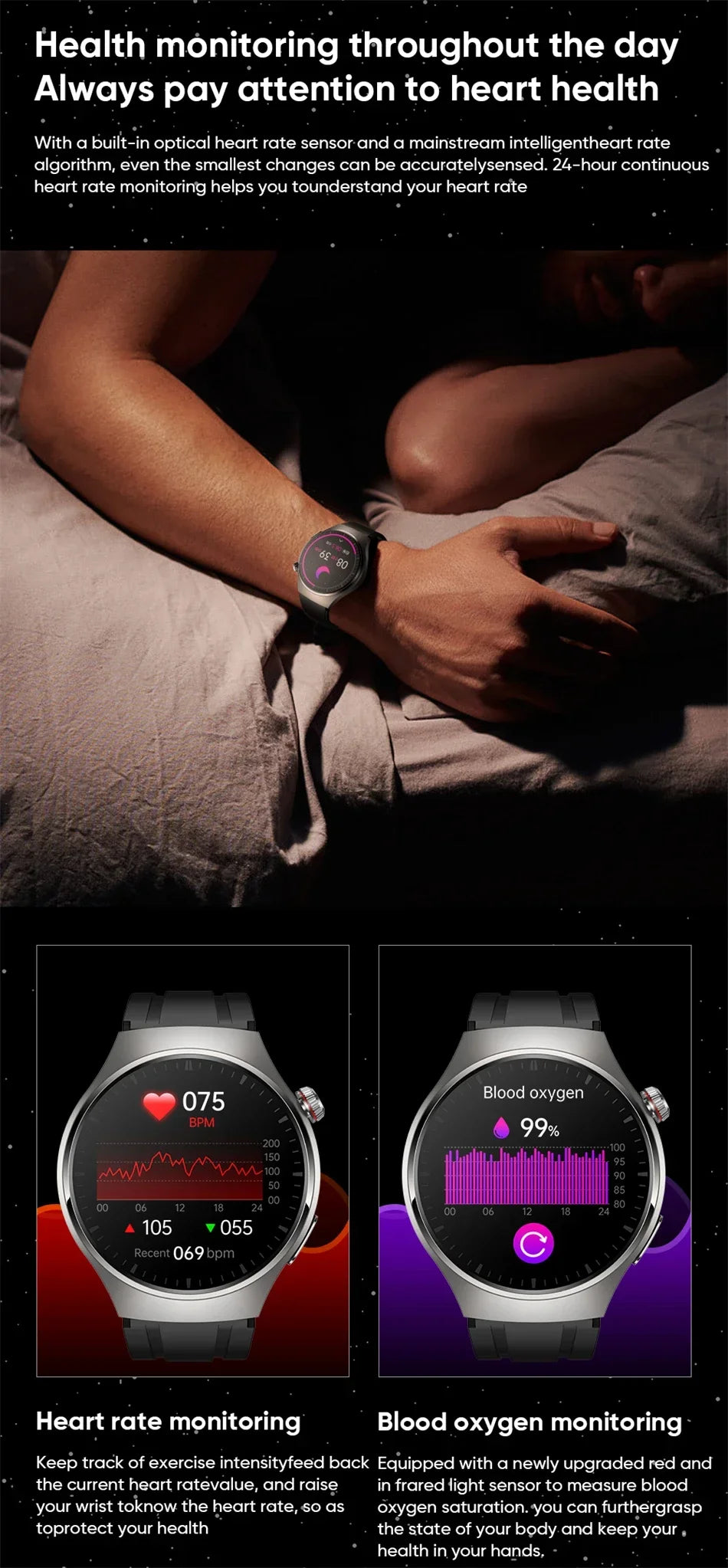 Xiaomi lipídios no sangue úrico glicose no sangue relógio inteligente masculino rastreador de fitness relógio freqüência cardíaca bluetooth chamando ecg + ppg smartwatch
