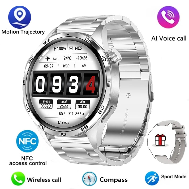 Gt5 pro relógio inteligente masculino 5 pro amoled tela hd bluetooth chamada trajetória gps nfc freqüência cardíaca bússola smartwatches 2024 novo