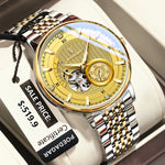 Poedagar topo de luxo relógio masculino luminoso oco tourbillon automático homem relógio de pulso mecânico aço inoxidável relógios masculinos reloj