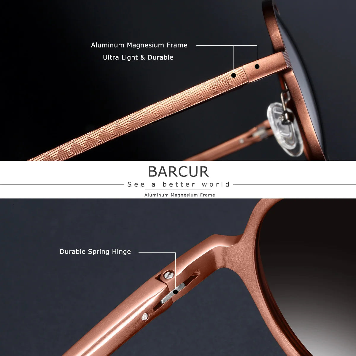 Barrcur retro liga de alumínio magnésio circular feminino polarizado óculos de sol nostálgico punk uv400 masculino óculos de sol high end marca caixa