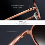 Barrcur retro liga de alumínio magnésio circular feminino polarizado óculos de sol nostálgico punk uv400 masculino óculos de sol high end marca caixa