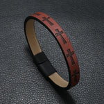 Novela pulseira de couro masculina destacável ímã fivela punk cruz braclet acessórios para ele pulseras para hombre erkek bileklik