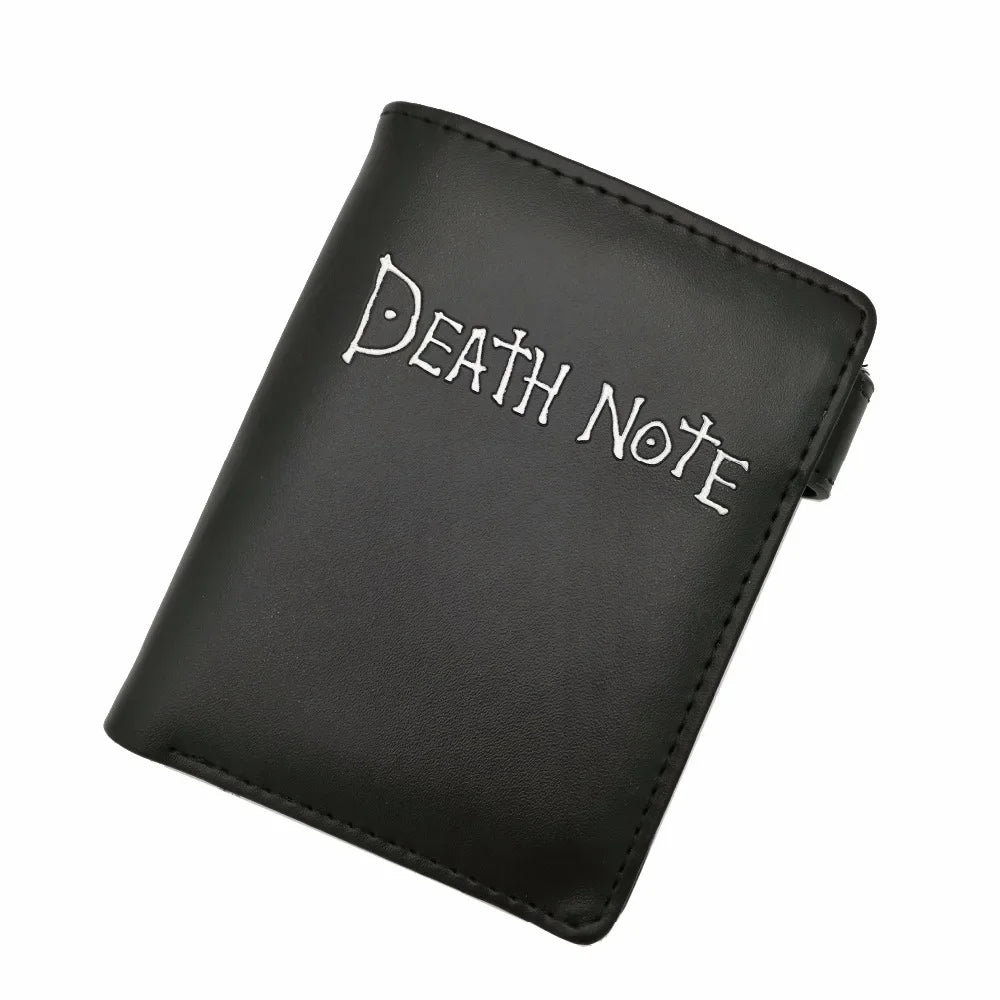Death Note Anime Carteira curta de couro PU preto e porta-moedas para meninos e meninas presente