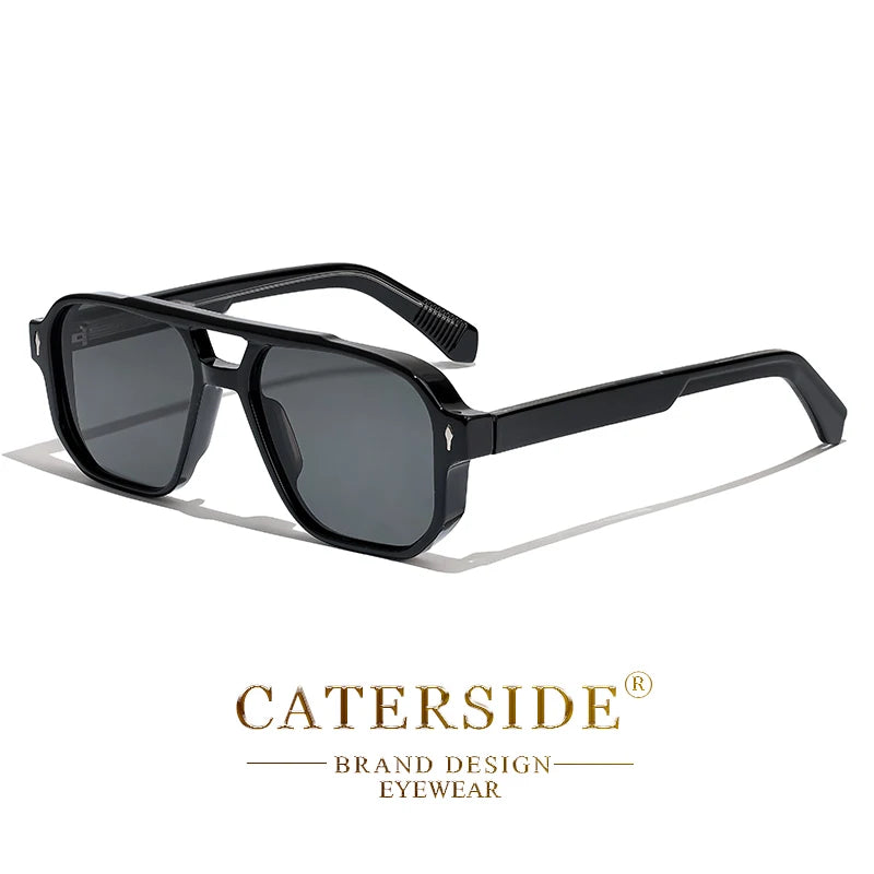 Caterside retro punk óculos de sol dos homens do vintage plana superior pontes duplas alta qualidade óculos de sol feminino viagem festa festival eyewear