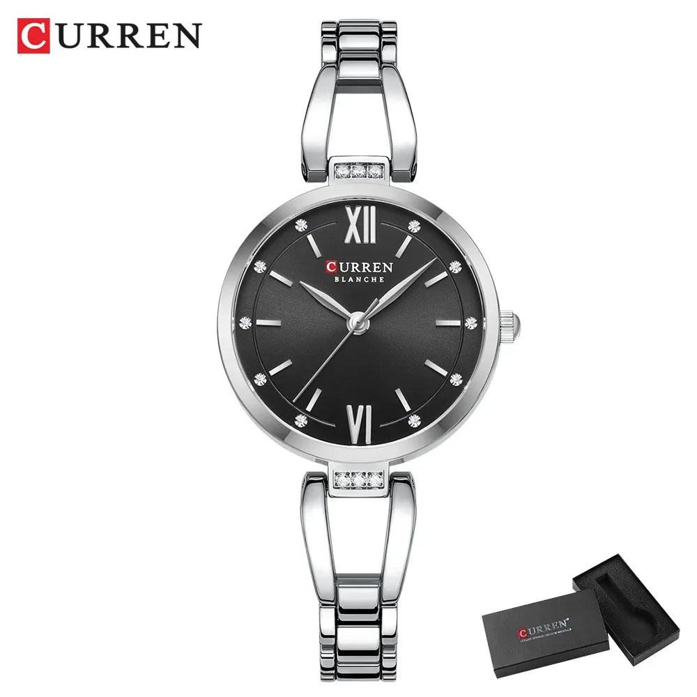 Curren relógios femininos elegante moda original relógio de quartzo para Laides à prova dwaterproof água aço inoxidável simples luxo uso diário