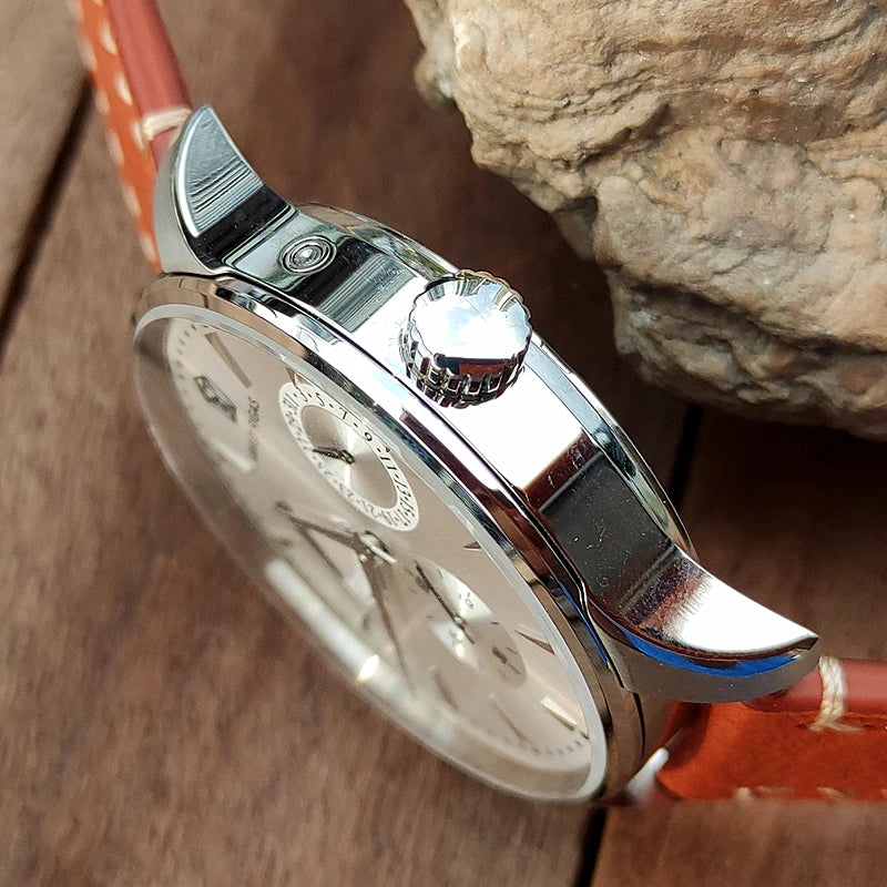 Relógio de pulso mecânico automático masculino, calendário luminoso, ponteiro de gás, impermeável, piloto alemão, ST1780 movimento, C1