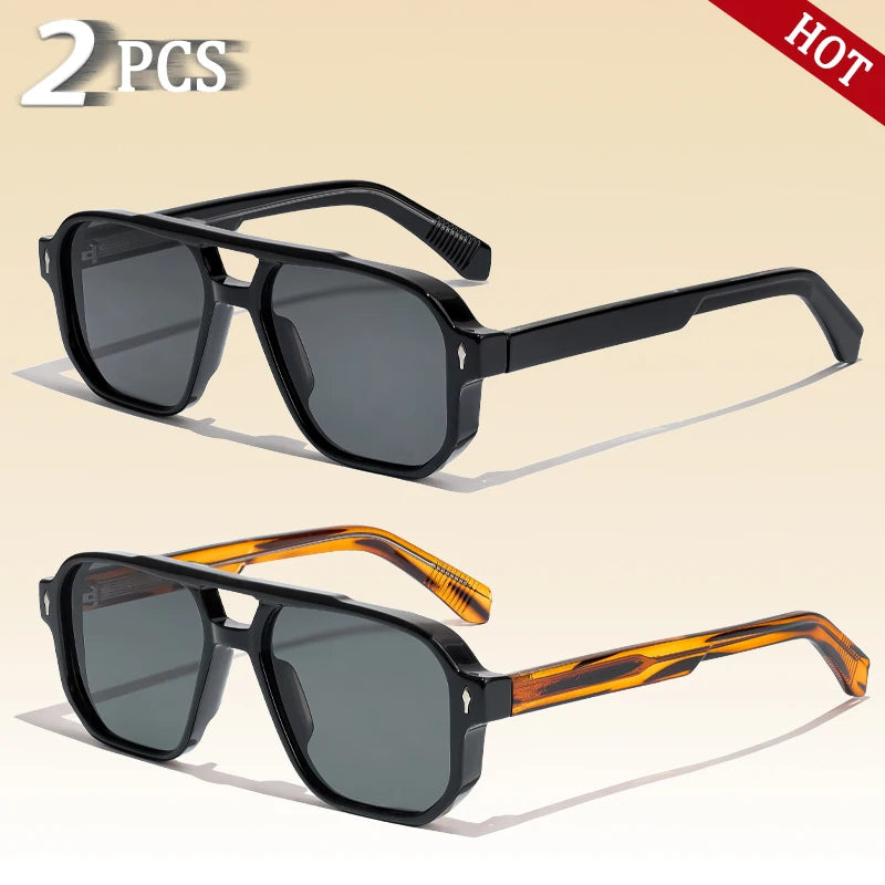 Caterside retro punk óculos de sol dos homens do vintage plana superior pontes duplas alta qualidade óculos de sol feminino viagem festa festival eyewear