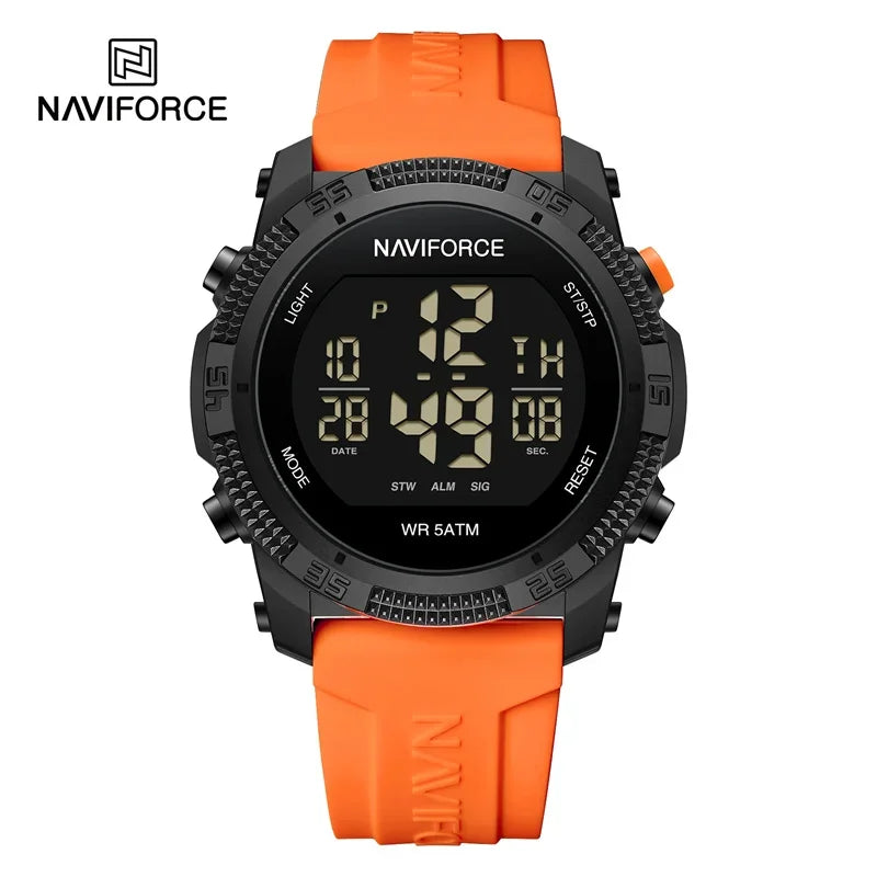 NAVIFORCE NF7104 Novos relógios esportivos digitais LCD para homens moda pulseira de silicone relógio de pulso eletrônico militar