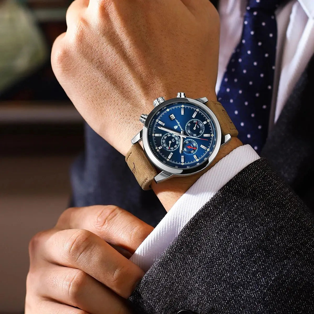 Poedagar relógio de pulso de luxo para homem à prova dwaterproof água luminosa cronógrafo data relógio masculino esportes couro relógios quartzo masculino reloj