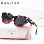 Óculos de sol feminino de alta qualidade da marca BARCUR Irregular PC Design de armação grossa cor criativa Shopping Party Óculos de sol polarizados