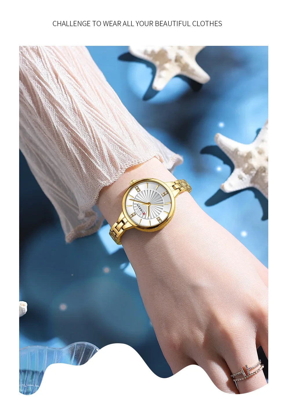 Curren-relógio de quartzo de luxo feminino, relógio pulseira magnética, pulseira esportiva, para mulheres