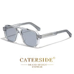 Caterside retro punk óculos de sol dos homens do vintage plana superior pontes duplas alta qualidade óculos de sol feminino viagem festa festival eyewear