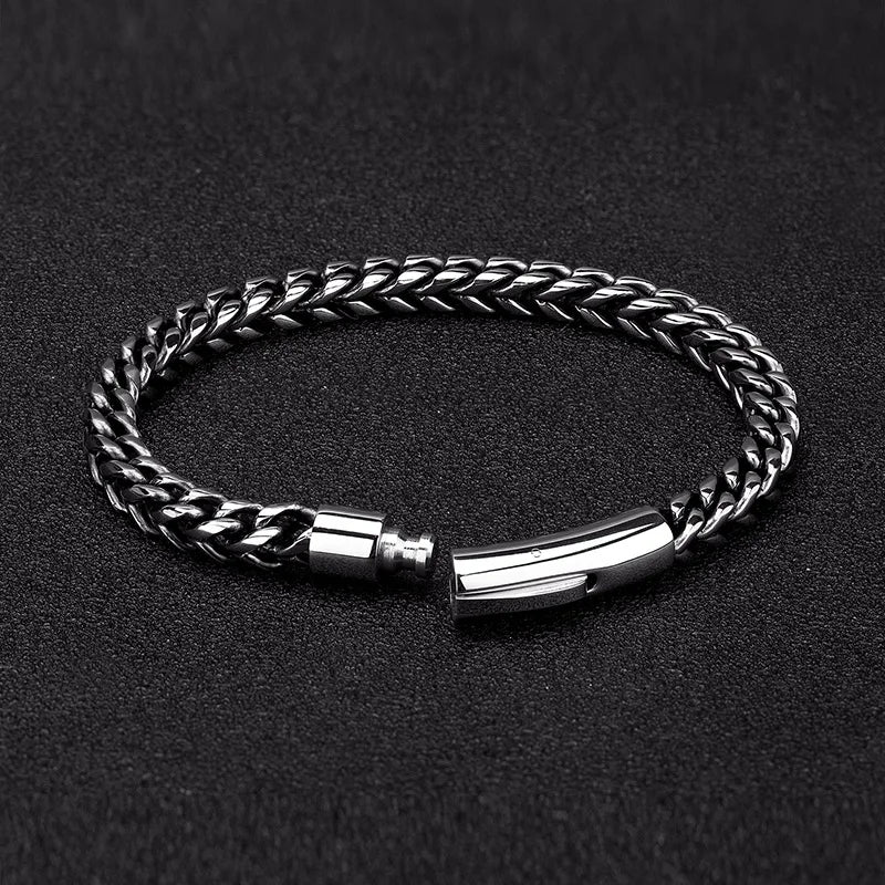 MKENDN Locomotiva Homens Punk Rock Pulseira de corrente de bicicleta 18k banhado a ouro botão magnético de aço inoxidável joias masculinas presentes