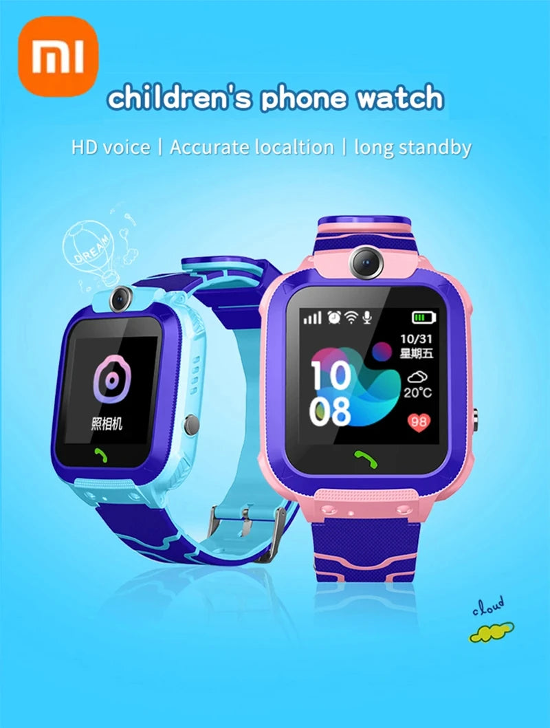Xiaomi q12 relógio inteligente infantil, à prova d'água, sos, antil-perda, telefone, bate-papo de voz, 2g, cartão sim para meninos e meninas, presente