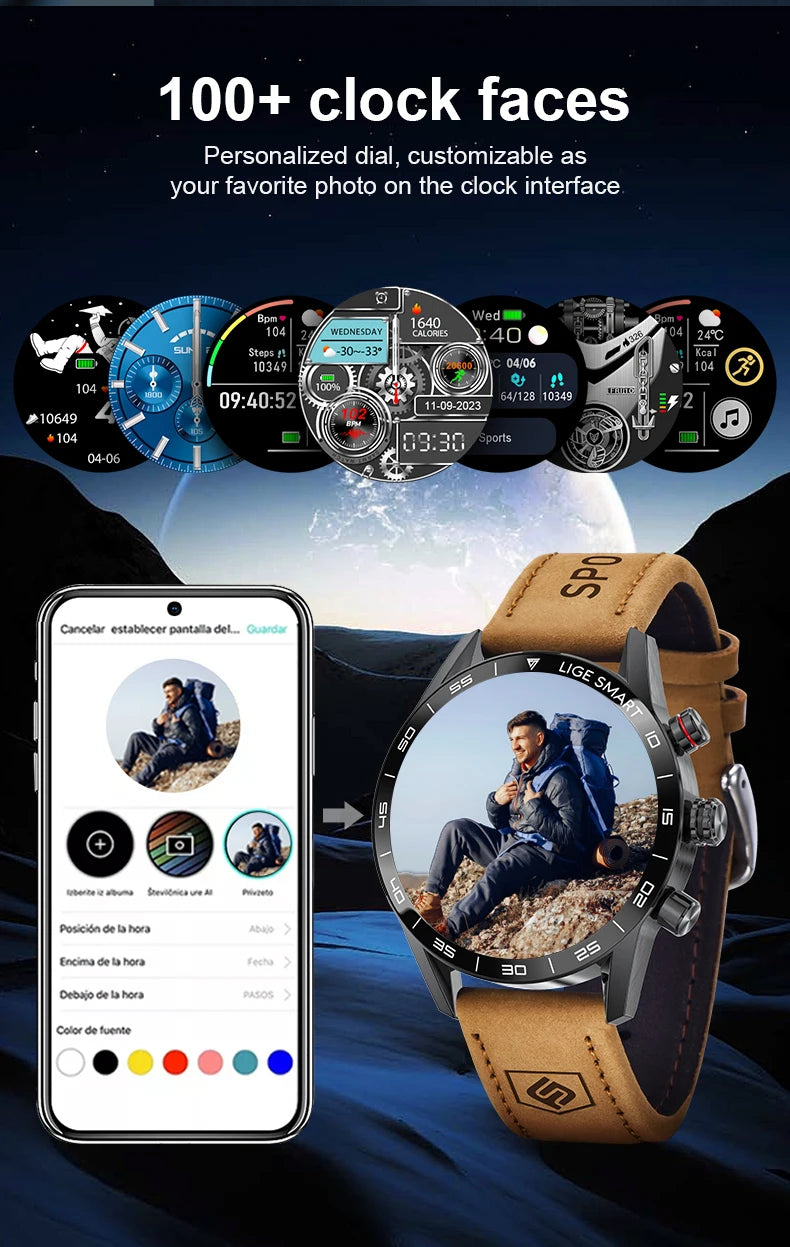 Lige 2024 novo robusto militar gps relógio inteligente masculino amoled tela hd freqüência cardíaca bluetooth chamada à prova dwaterproof água ao ar livre smartwatch