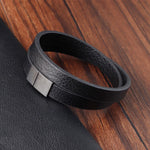 Moda trançado corda wrap preto pulseiras de couro para homens estilo clássico pulseira de aço inoxidável casal charme jóias presentes