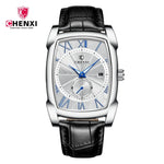 2024 CHENXI 8209 Relógios masculinos pulseira de couro casual luxo quartzo relógios de pulso quadrados à prova d'água