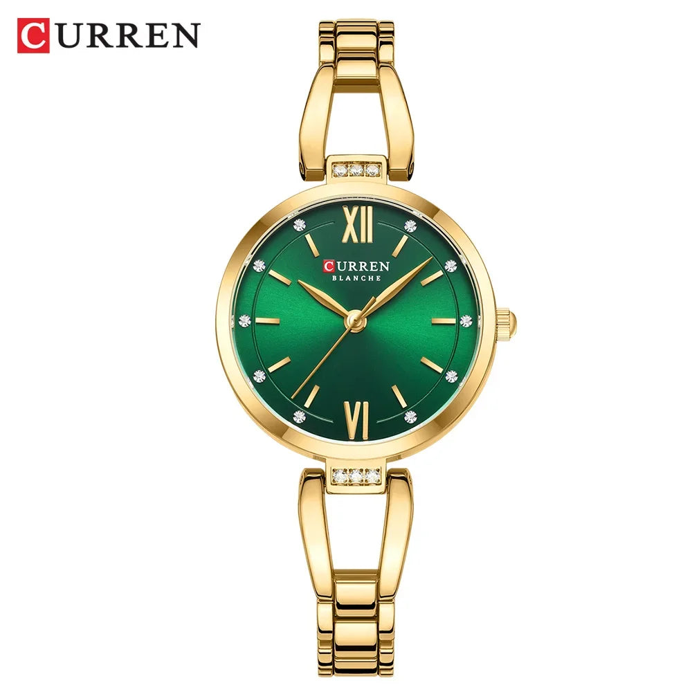 Curren relógios femininos elegante moda original relógio de quartzo para Laides à prova dwaterproof água aço inoxidável simples luxo uso diário