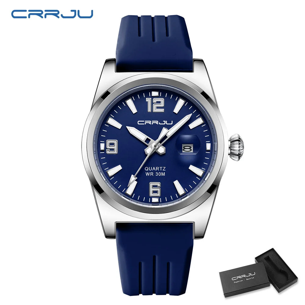Crrju casual relógio de pulso quartzo moda à prova dwaterproof água relógios masculinos esporte pulseira silicone masculino relógio luminoso relogio masculino