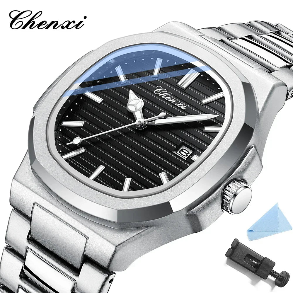 Chenxi 8222 luxo ouro aço inoxidável luminoso casual relógio de negócios para homens moda quartzo relógios pulso à prova dwaterproof água