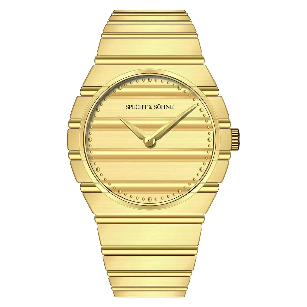 2025 novo specht & söhne cor cinza 37mm relógio de pulso de quartzo ultrafino luminoso safira relógio de aço inoxidável 50m à prova d'água