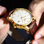 Lige moda relógio de couro marrom masculino militar esportes quartzo relógios de pulso casual à prova dwaterproof água cronógrafo relogios masculino