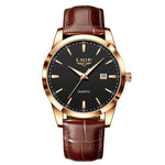 Lige moda relógio de couro marrom masculino militar esportes quartzo relógios de pulso casual à prova dwaterproof água cronógrafo relogios masculino