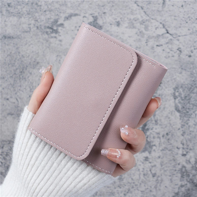 Novas carteiras fofas para mulheres pequeno ferrolho menina titular do cartão de crédito para couro do plutônio bolsa de moedas carteira feminina bolsas curtas para mulheres