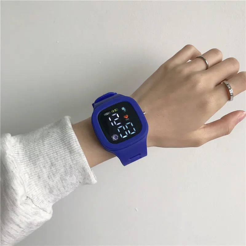 Masculino feminino relógio led digital esportes relógio para crianças meninos meninas quadrado grande dial à prova dwaterproof água silicone relógio de pulso eletrônico masculino
