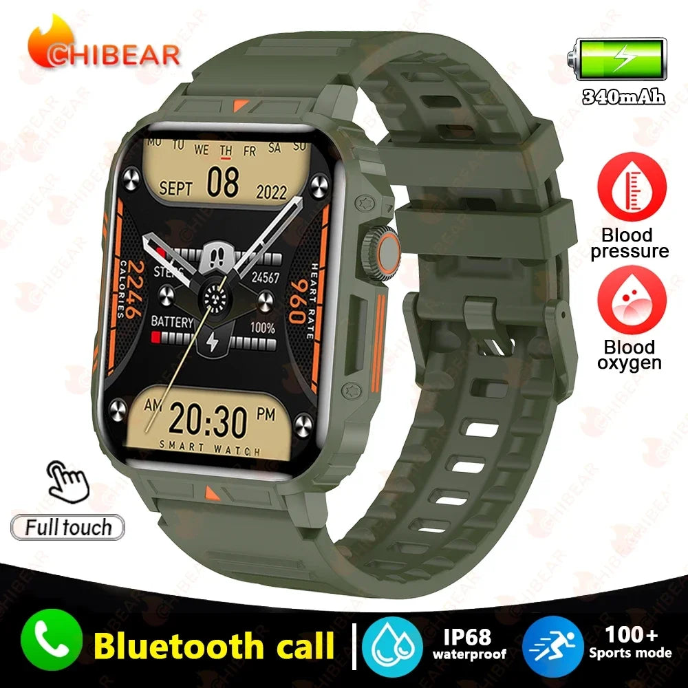 Novo esportes ao ar livre relógio inteligente masculino 1.95 polegada freqüência cardíaca oxigênio no sangue à prova dwaterproof água bt chamada smartwatch presente masculino para android ios