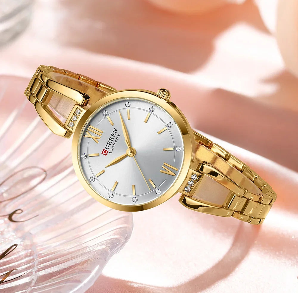 Curren relógios femininos elegante moda original relógio de quartzo para Laides à prova dwaterproof água aço inoxidável simples luxo uso diário