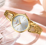 Curren relógios femininos elegante moda original relógio de quartzo para Laides à prova dwaterproof água aço inoxidável simples luxo uso diário