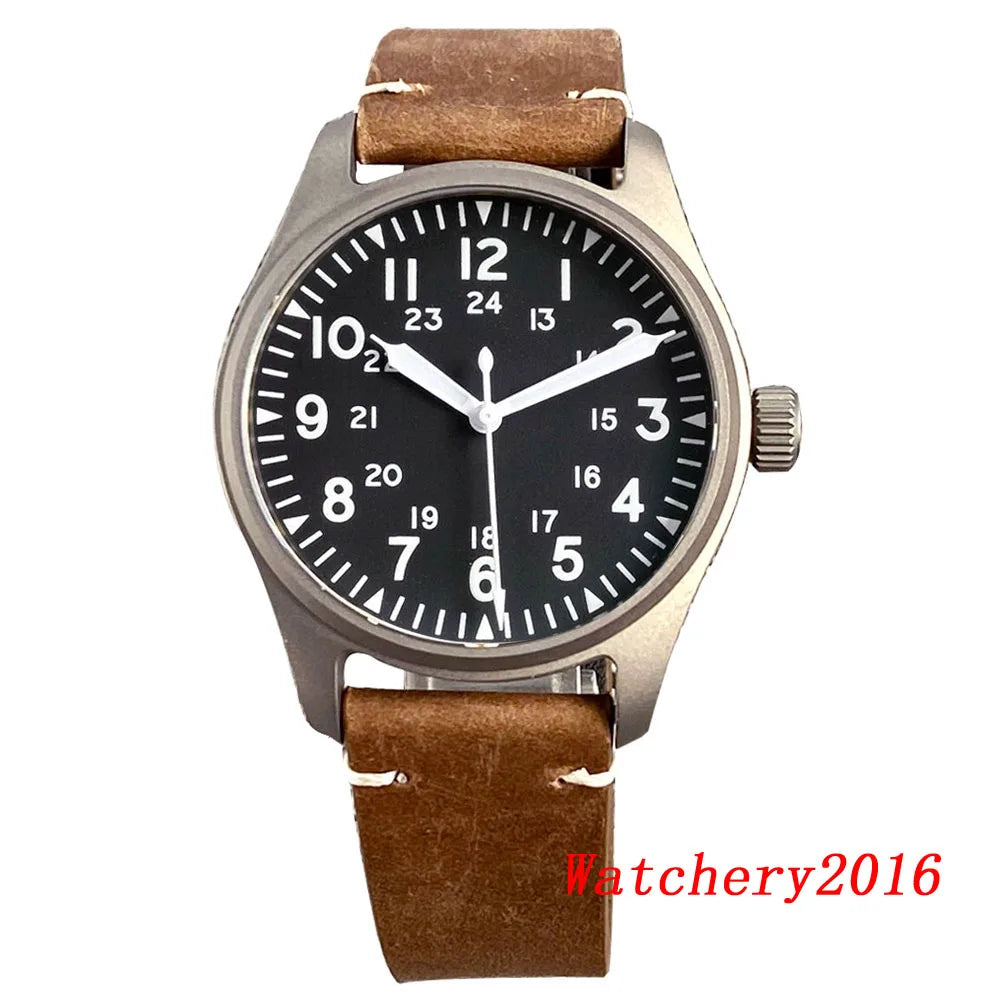 Novo tandorio piloto 39mm relógio de titânio movimento nh35 200m à prova dwaterproof água luminosa mergulho automático relógio masculino vidro safira escovado