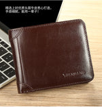 【Couro de couro genuíno】Manbang marca venda quente carteira masculina de luxo original curto tri-fold primeira camada bolsa de negócios