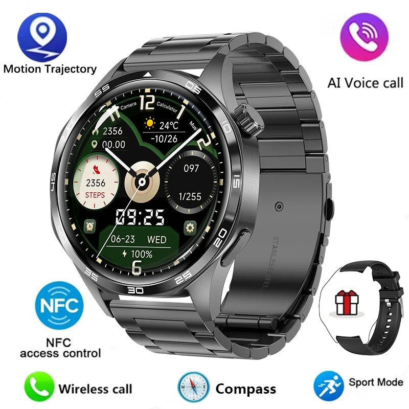 Gt5 pro relógio inteligente masculino 5 pro amoled tela hd bluetooth chamada trajetória gps nfc freqüência cardíaca bússola smartwatches 2024 novo
