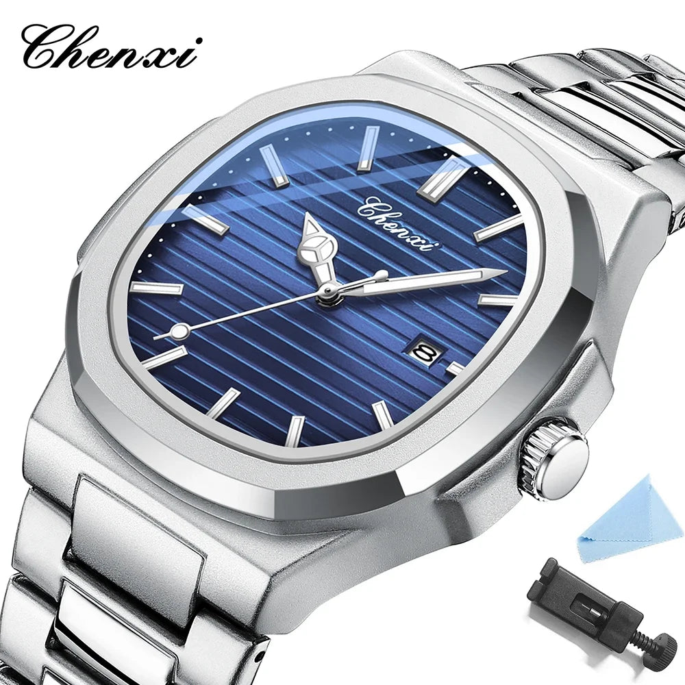 Chenxi 8222 luxo ouro aço inoxidável luminoso casual relógio de negócios para homens moda quartzo relógios pulso à prova dwaterproof água