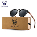 Oi óculos de sol de madeira feminino masculino óculos de sol de madeira de nogueira redondos lentes vermelhas armações de concha de tartaruga
