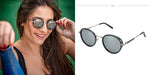 Zenottic steampunk óculos de sol redondo espelho polarizado (01 cores) óculos de sol para mulheres homens vintage tons uv400