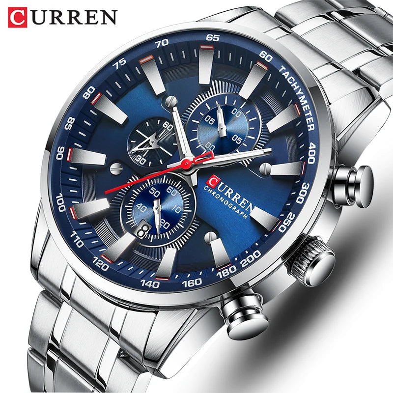 Curren-relógio de pulso masculino de quartzo, esportes, à prova d'água, com cronógrafo e data, marca de luxo, novo