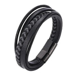 Moda pulseiras de couro vermelho masculino aço inoxidável multicamadas trançado corda pulseiras para mulheres pulseira jóias presentes sp1076