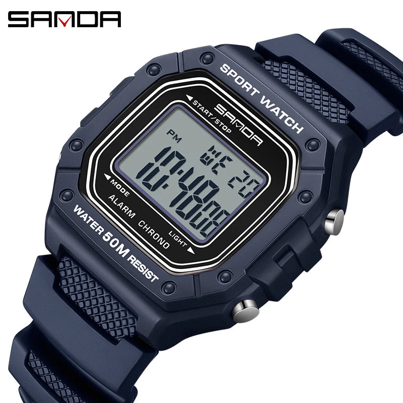 Sanda 2156 moda masculina relógio militar resistente à água esporte relógios exército grande dial led digital relógios de pulso cronômetros para o sexo masculino
