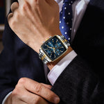 Poedagar luxo homem de negócios relógio de pulso cronógrafo à prova dwaterproof água calendário luminoso relógio para homem quadrado quartzo relógios masculinos reloj