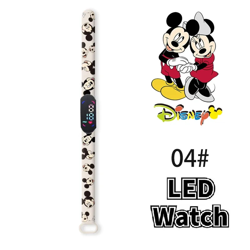 Nova disney mickey minnie led toque relógio donald duckbracelet relógio estudante crianças esportes dos desenhos animados relógio eletrônico presente brinquedo