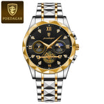 Poedagar luxo homem relógio de pulso cronógrafo à prova dwaterproof água luminosa relógio masculino aço inoxidável alta qualidade esporte relógios quartzo