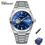 Chenxi 8856 marca superior movimento automático relógio mecânico para homens esqueleto oco homem relógios à prova dwaterproof água relógio de pulso de negócios