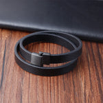 Moda trançado corda wrap preto pulseiras de couro para homens estilo clássico pulseira de aço inoxidável casal charme jóias presentes