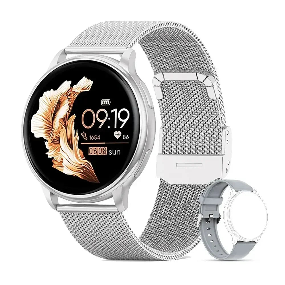 Xiaomi bluetooth chamada relógio inteligente feminino relógios de aço masculino esportes rastreador fitness freqüência cardíaca smartwatch para android ios g35