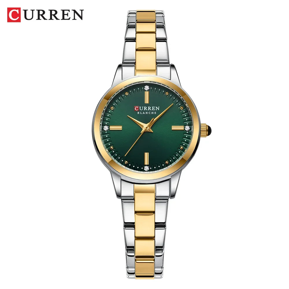 Curren relógios femininos moda original relógio de pulso de quartzo para senhoras mostrador romano deslumbrante diamante à prova dwaterproof água luminosa luxo novo
